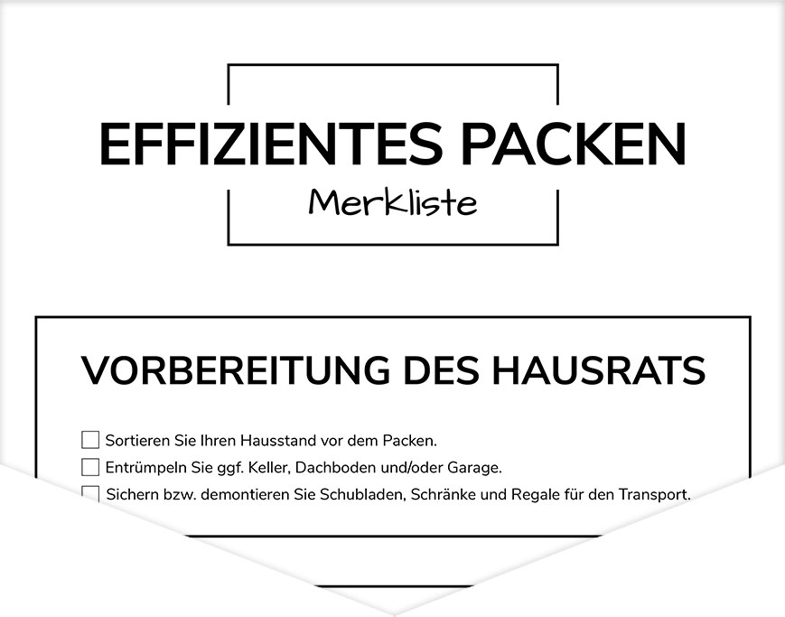 Effizientes packen Checkliste